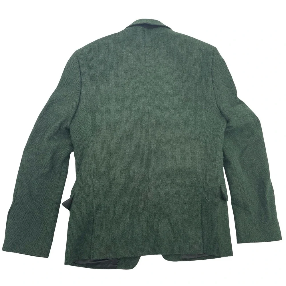 ASOS Men's Blazer Herringbone Tweed Green Wool Blend 36 Short